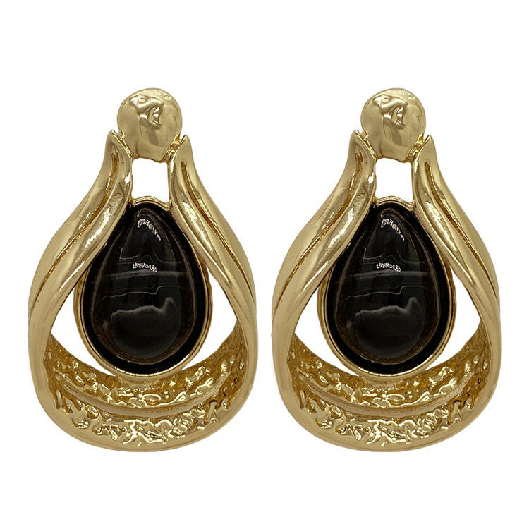 Style Core Aesthetics, New Style Trends - Vintage Aesthetic Black Stone Earrings
