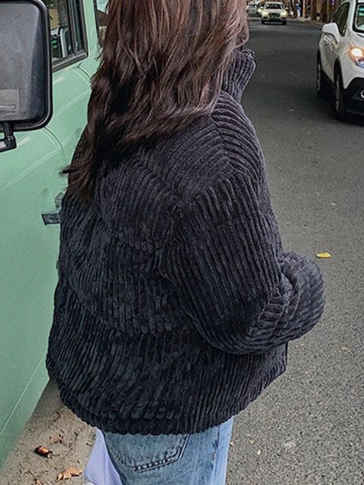 Style Core Aesthetics, New Style Trends - Vintage Zip Up Corduroy Padded Jacket