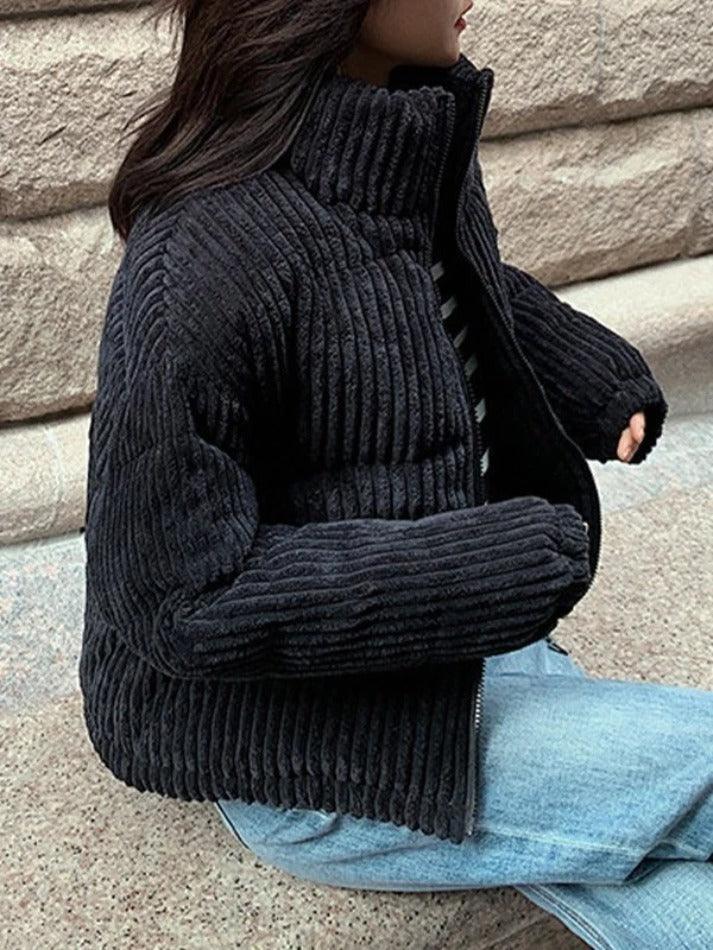 Style Core Aesthetics, New Style Trends - Vintage Zip Up Corduroy Padded Jacket