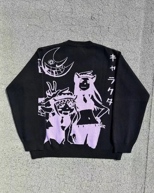 Style Core Aesthetics, New Style Trends - Y2K Anime Knitted Sweater