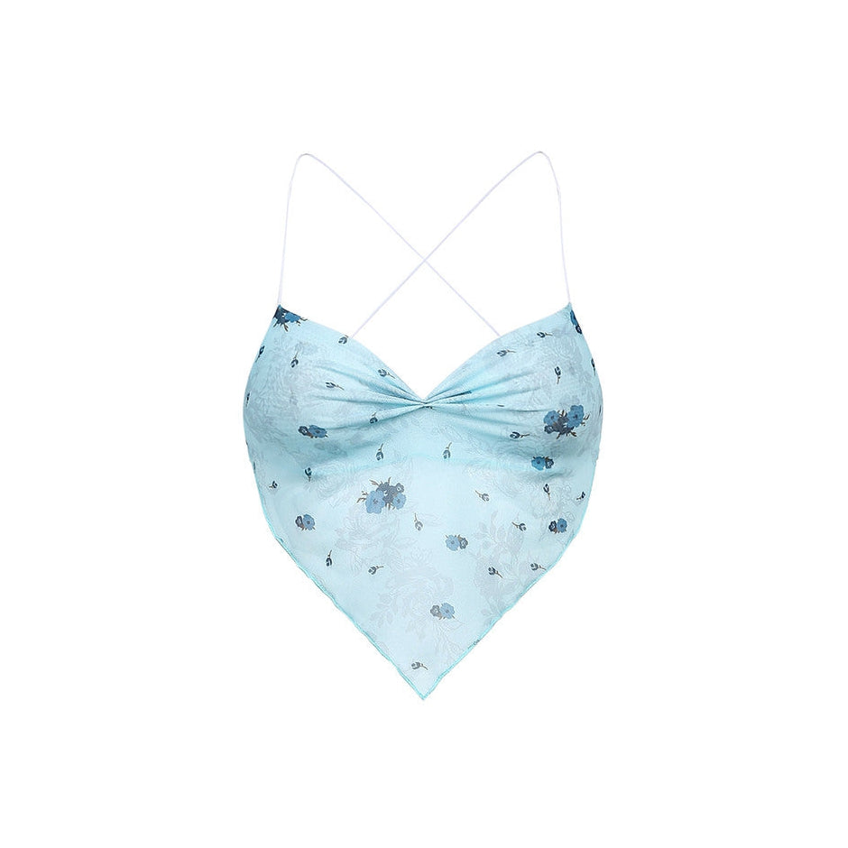 Style Core Aesthetics, New Style Trends - Y2K Blue Scarf Top