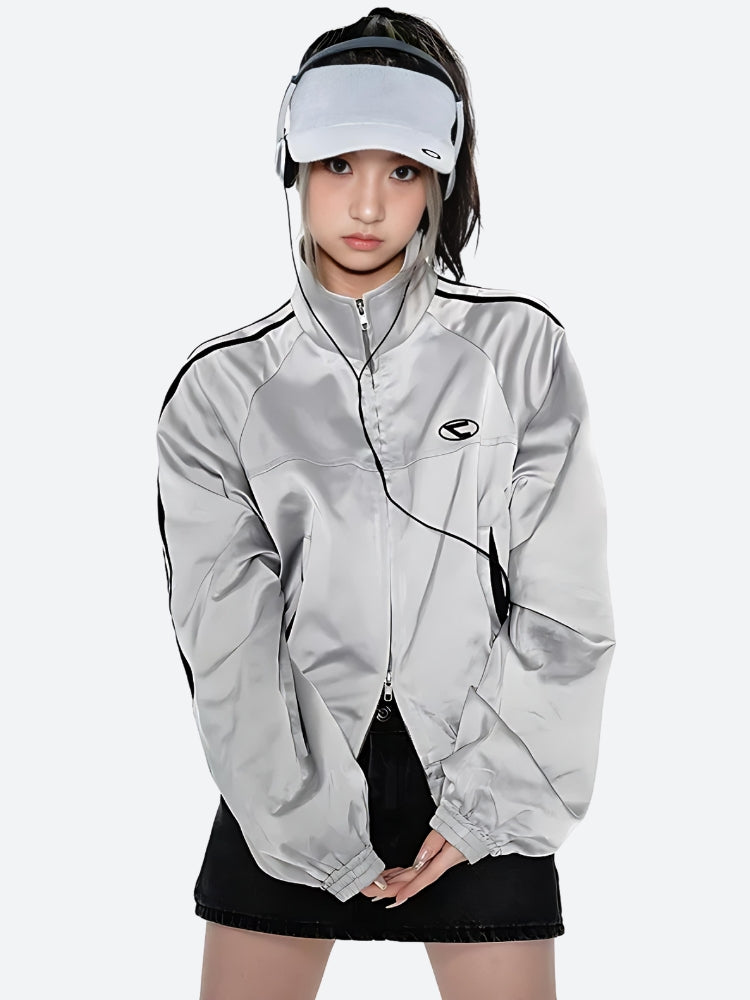 Style Core Aesthetics, New Style Trends - Y2K Cyberpunk Reflective Double Zip-Up Jacket
