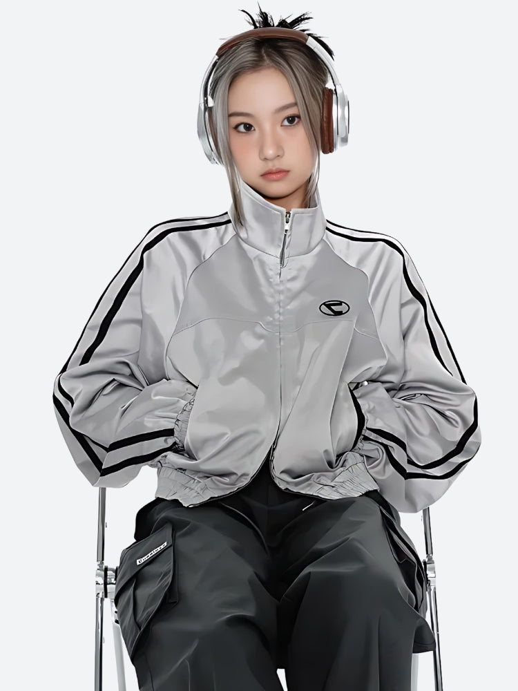 Style Core Aesthetics, New Style Trends - Y2K Cyberpunk Reflective Double Zip-Up Jacket