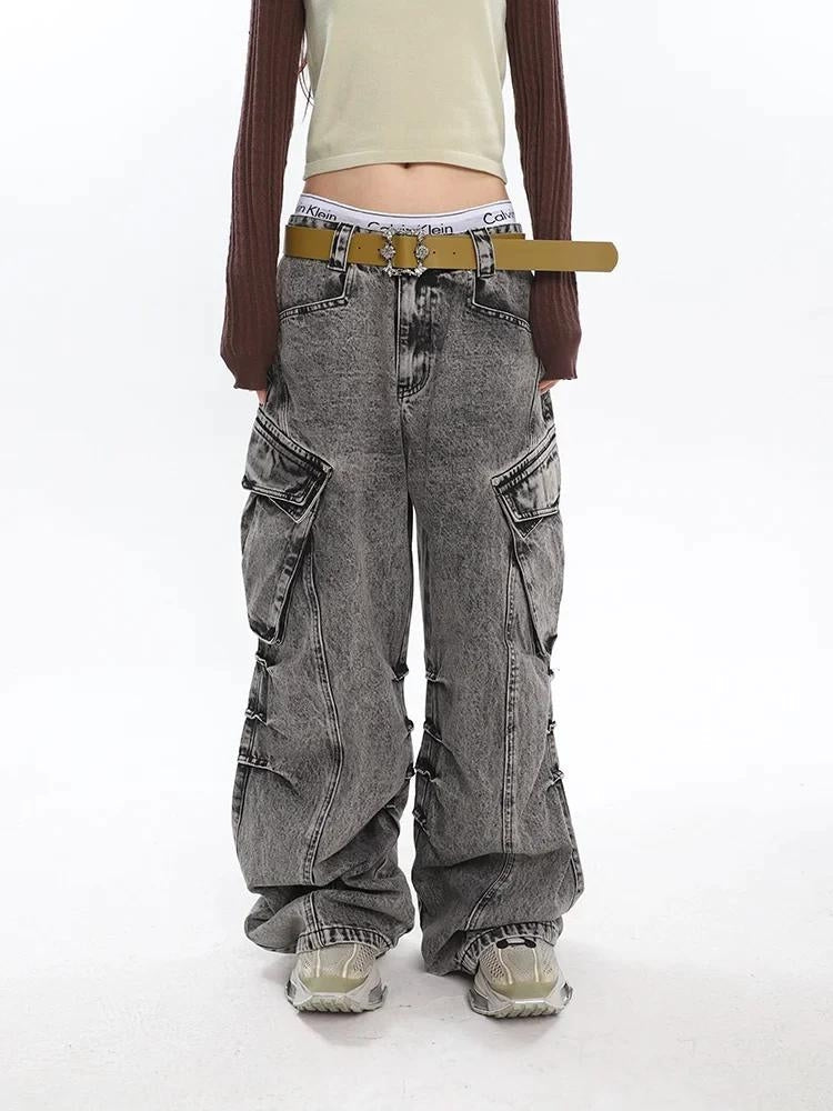 Style Core Aesthetics, New Style Trends - Y2K Distressed Big Pockets Cargo Jeans