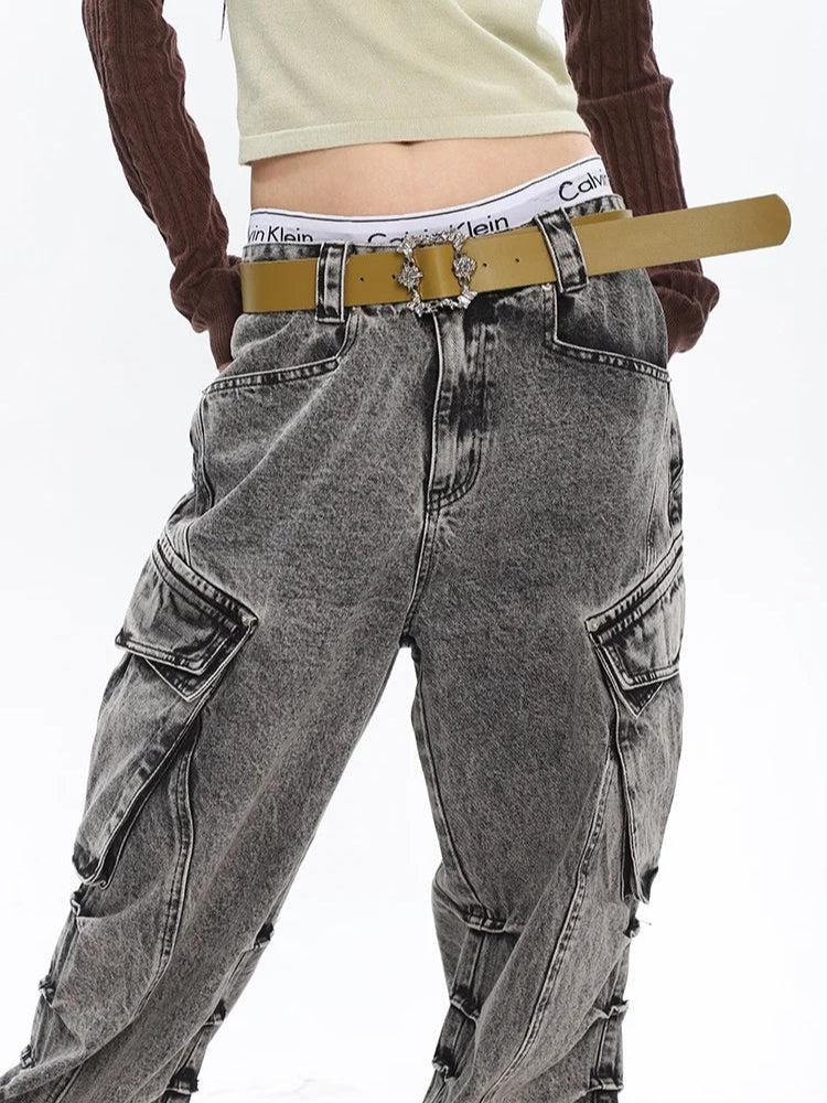 Style Core Aesthetics, New Style Trends - Y2K Distressed Big Pockets Cargo Jeans