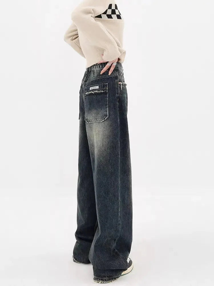 Style Core Aesthetics, New Style Trends - Y2K Distressed Pocket Wide Leg Jeans