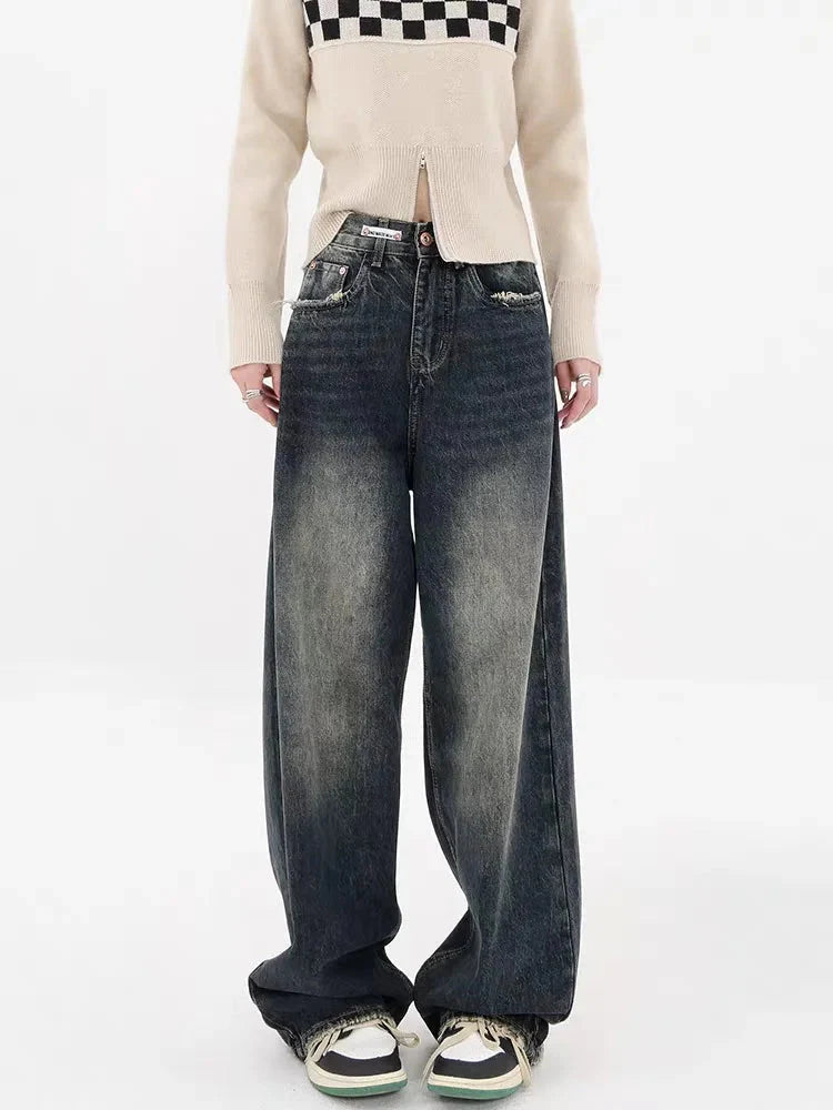 Style Core Aesthetics, New Style Trends - Y2K Distressed Pocket Wide Leg Jeans