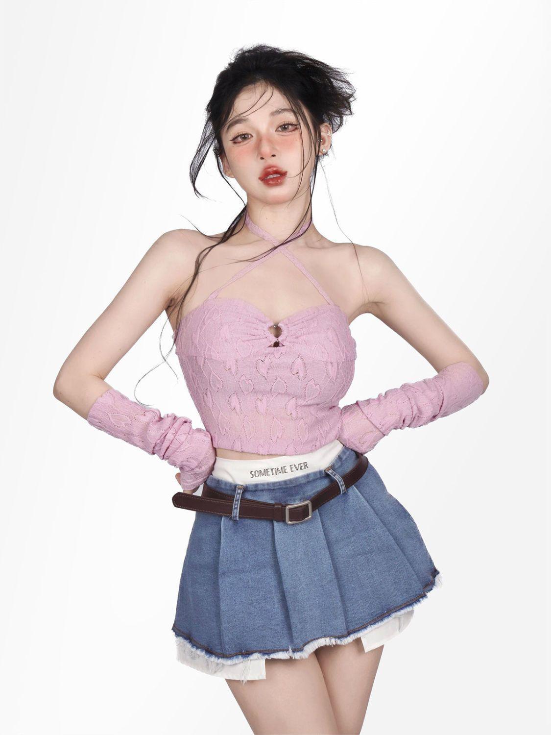 Style Core Aesthetics, New Style Trends - Y2K Fake Two Piece Pleated Mini Skirt