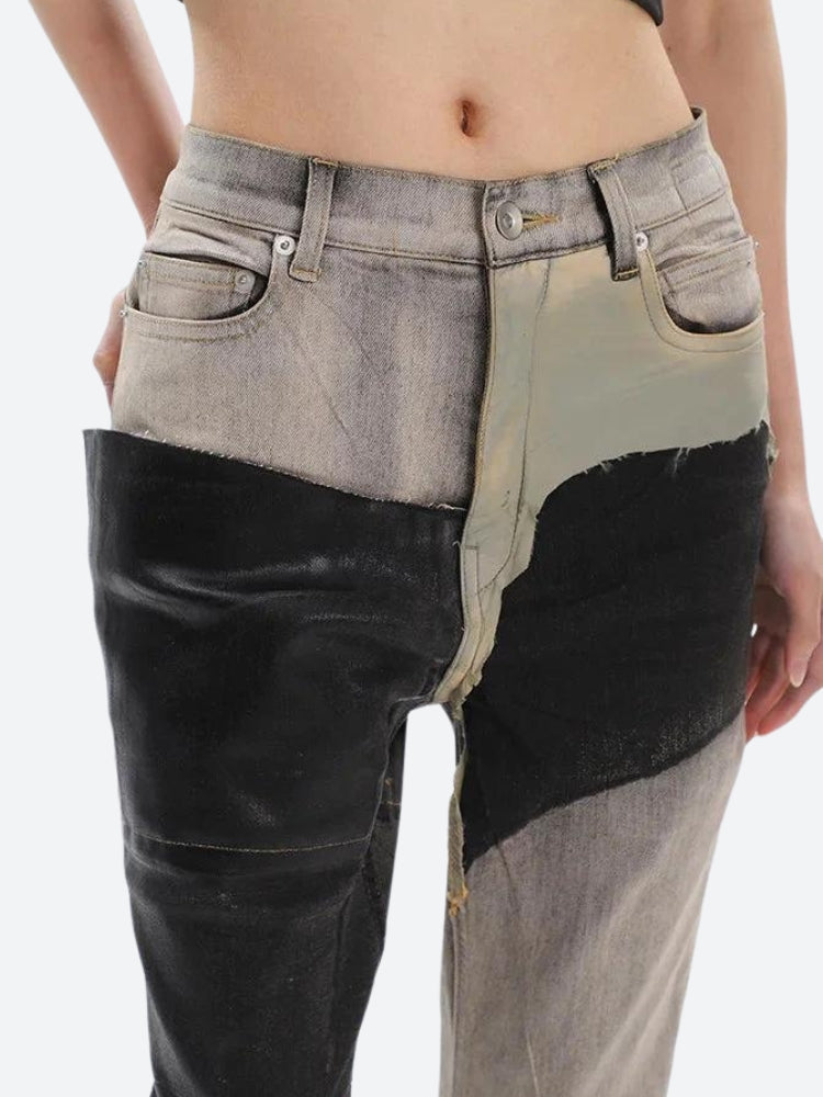 Style Core Aesthetics, New Style Trends - Y2K Grunge Patchwork Flare Pants