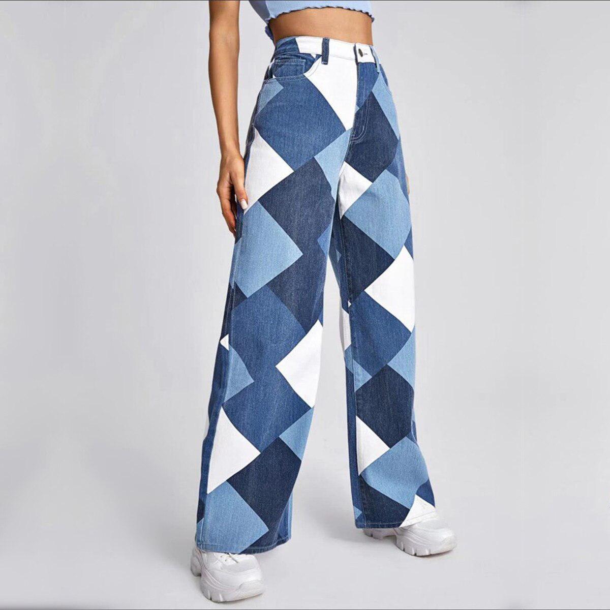 Style Core Aesthetics, New Style Trends - Y2K Harlequin Wide Leg Jeans Style Core Aesthetics, New Style Trends - Y2K Harlequin Wide Leg Jeans