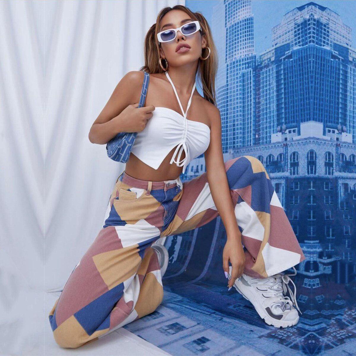 Style Core Aesthetics, New Style Trends - Y2K Harlequin Wide Leg Jeans Style Core Aesthetics, New Style Trends - Y2K Harlequin Wide Leg Jeans