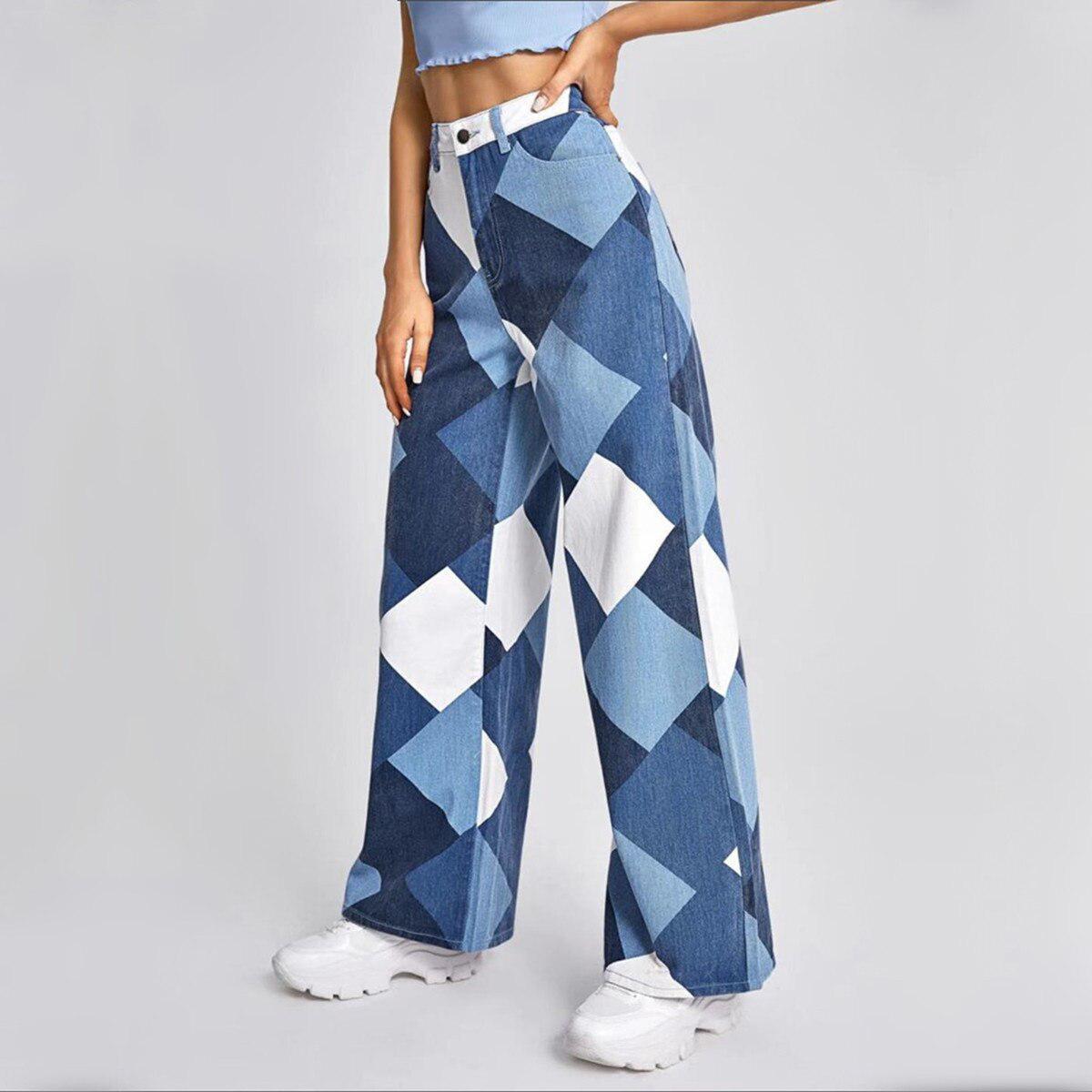 Style Core Aesthetics, New Style Trends - Y2K Harlequin Wide Leg Jeans