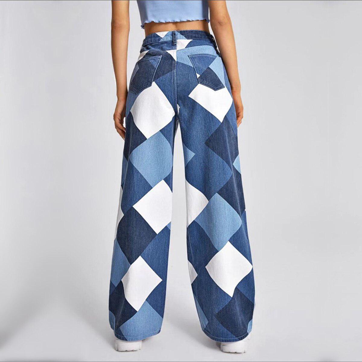 Style Core Aesthetics, New Style Trends - Y2K Harlequin Wide Leg Jeans Style Core Aesthetics, New Style Trends - Y2K Harlequin Wide Leg Jeans