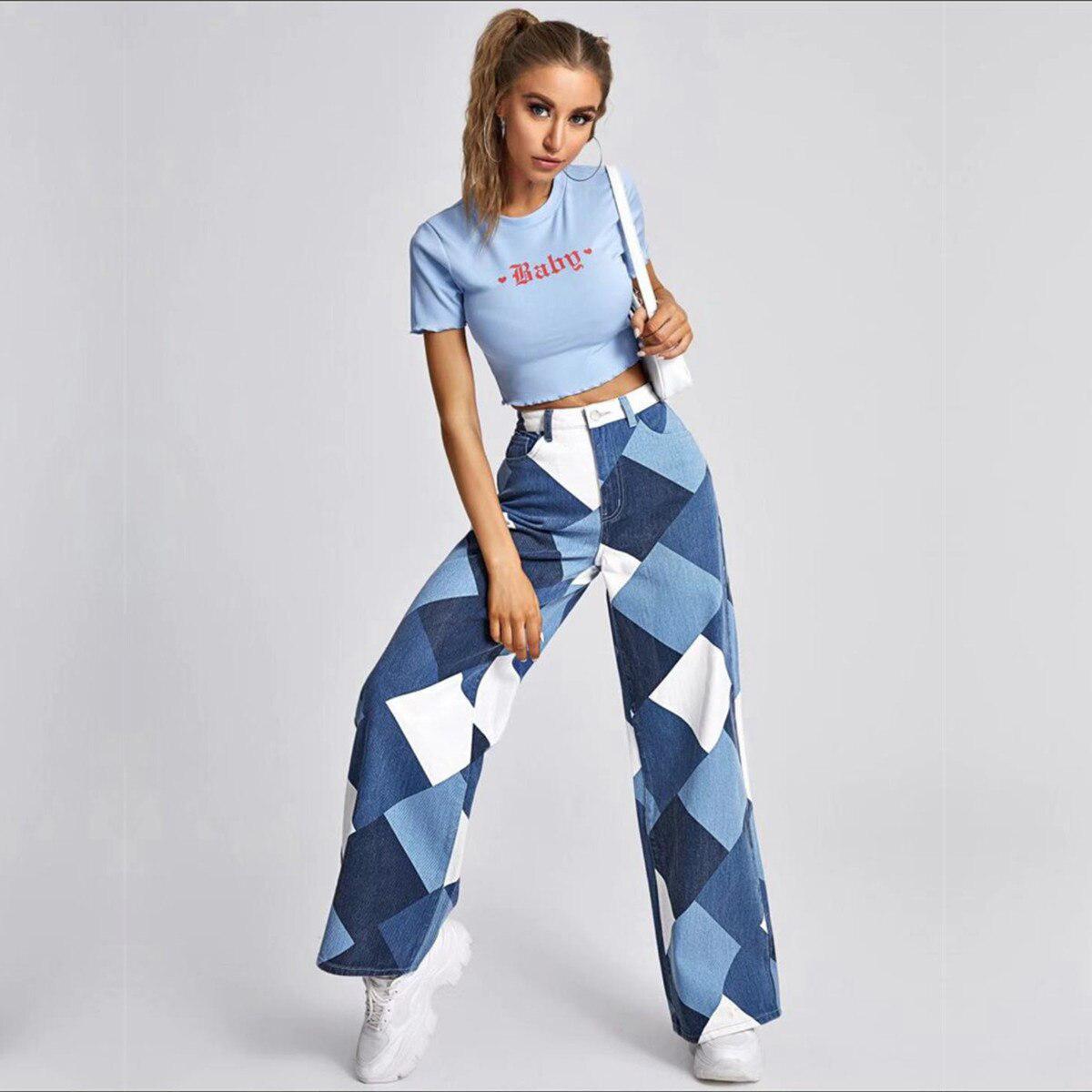 Style Core Aesthetics, New Style Trends - Y2K Harlequin Wide Leg Jeans