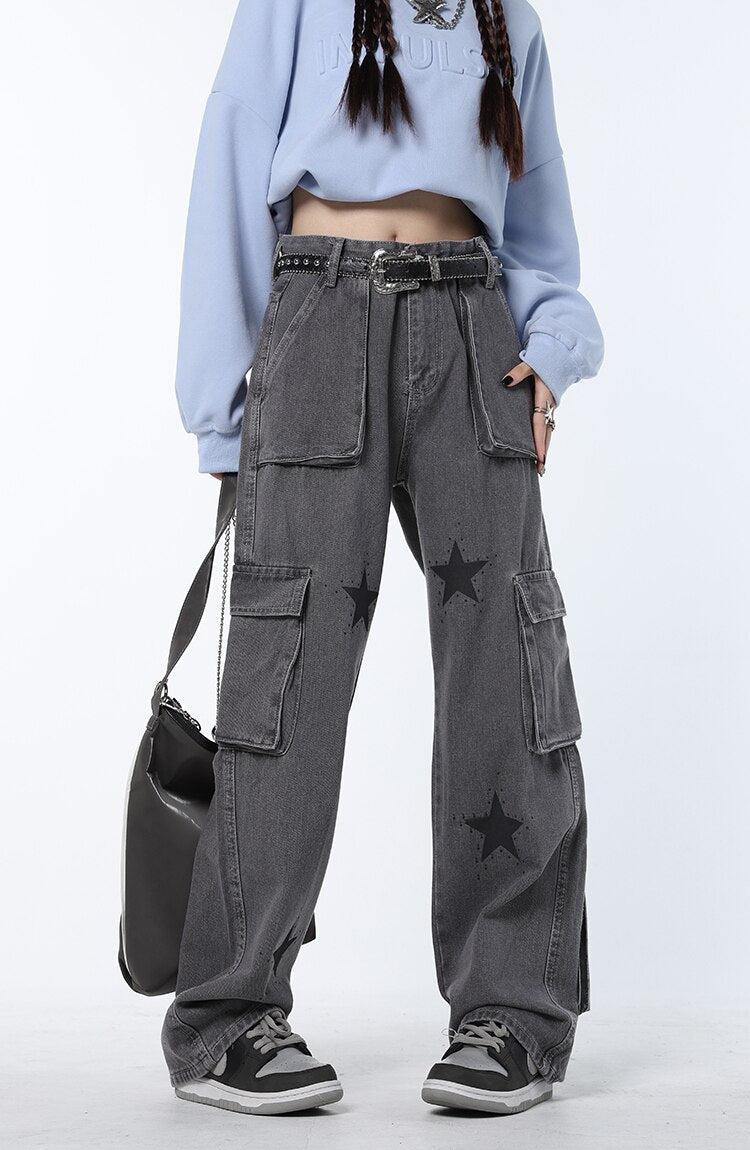Style Core Aesthetics, New Style Trends - Y2K Star Printed Cargo Pants