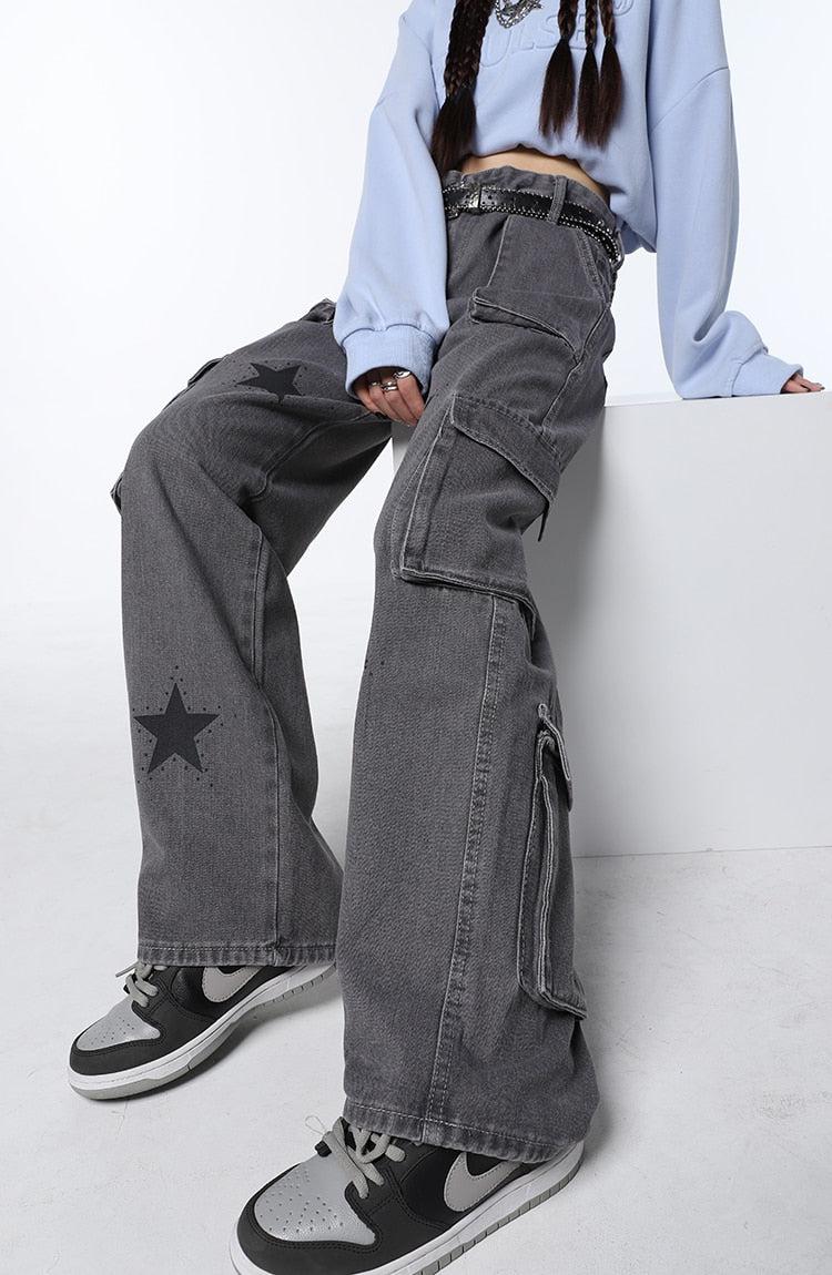 Style Core Aesthetics, New Style Trends - Y2K Star Printed Cargo Pants