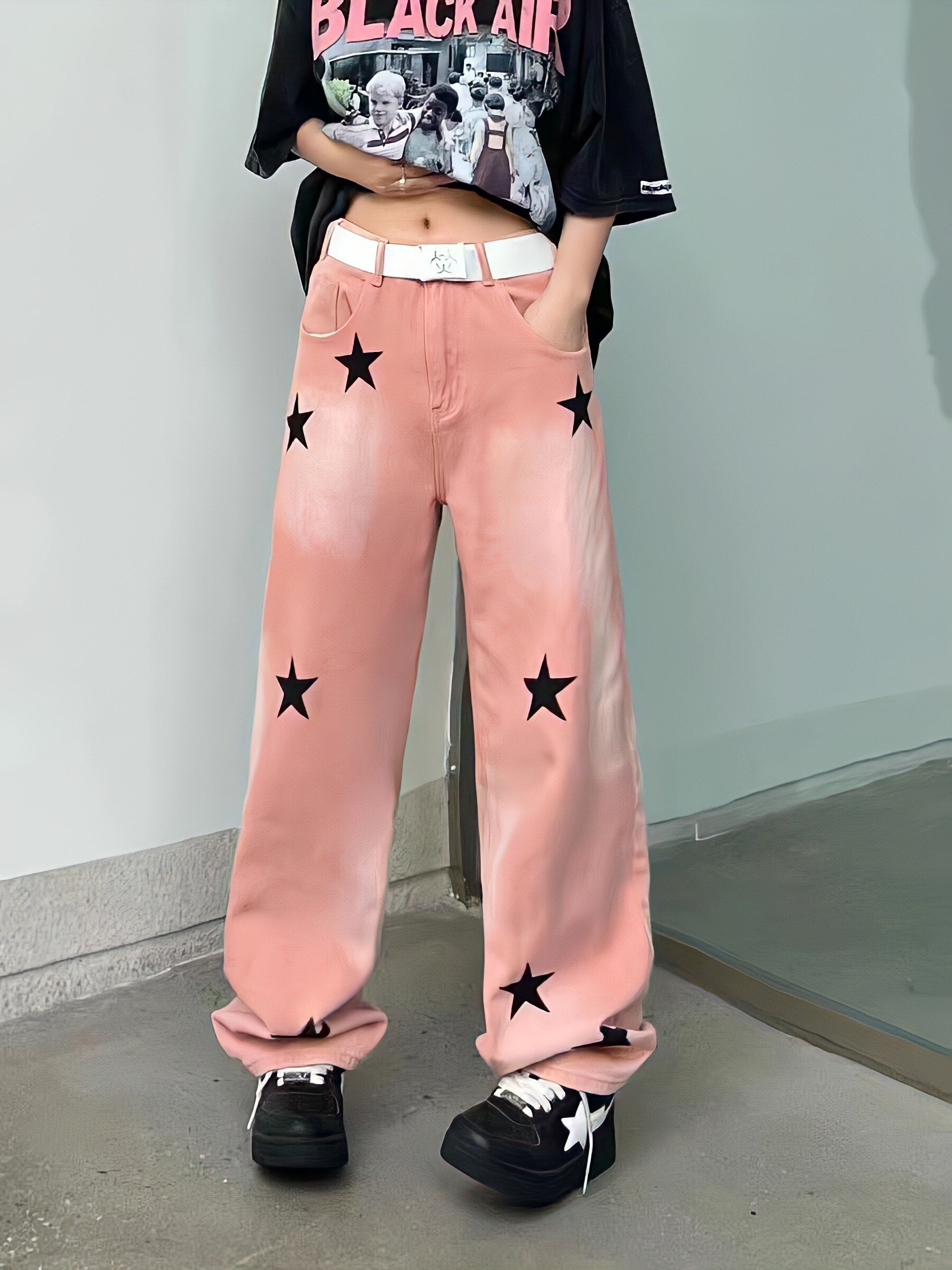 Style Core Aesthetics, New Style Trends - Y2K Star Printed Jeans