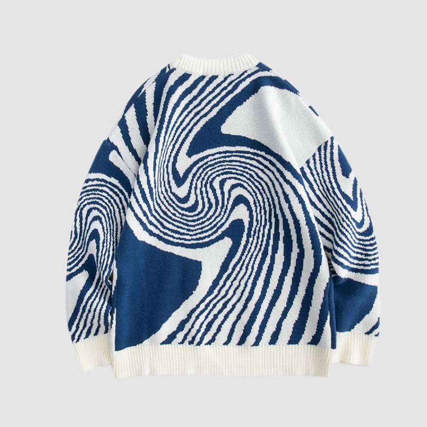 Style Core Aesthetics, New Style Trends Annual Rings Jacquard Knitted Sweater