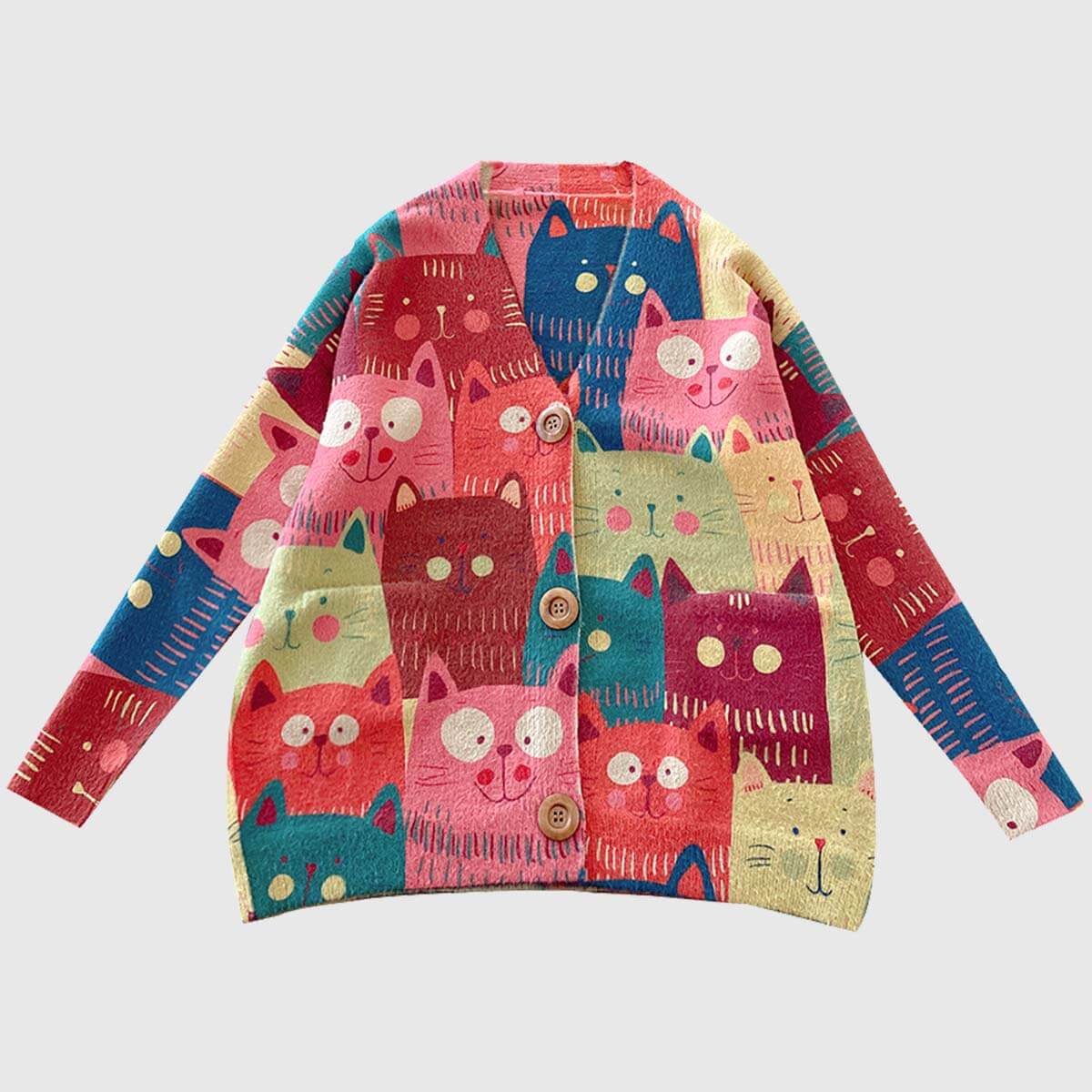 Style Core Aesthetics, New Style Trends Cartoon Cat Cardigan