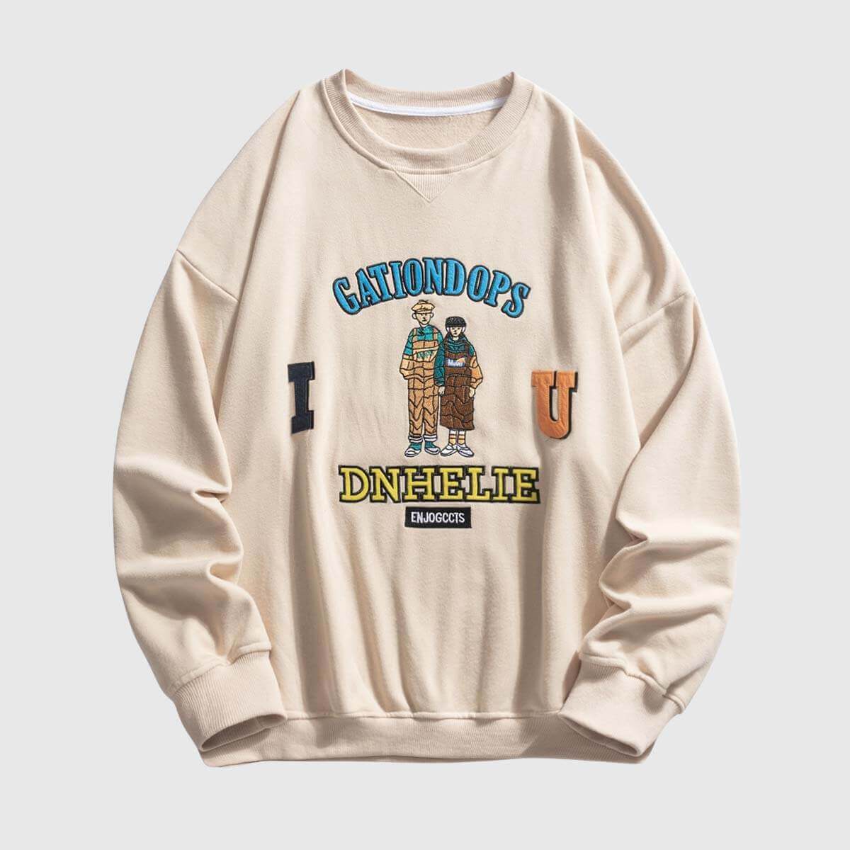 Style Core Aesthetics, New Style Trends Cartoon Embroidered Print Sweatshirt