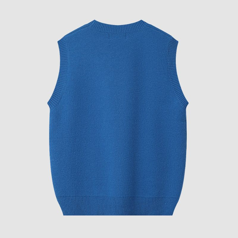 Style Core Aesthetics, New Style Trends Cartoon Eyes Pattern Jacquard Vest Sweater