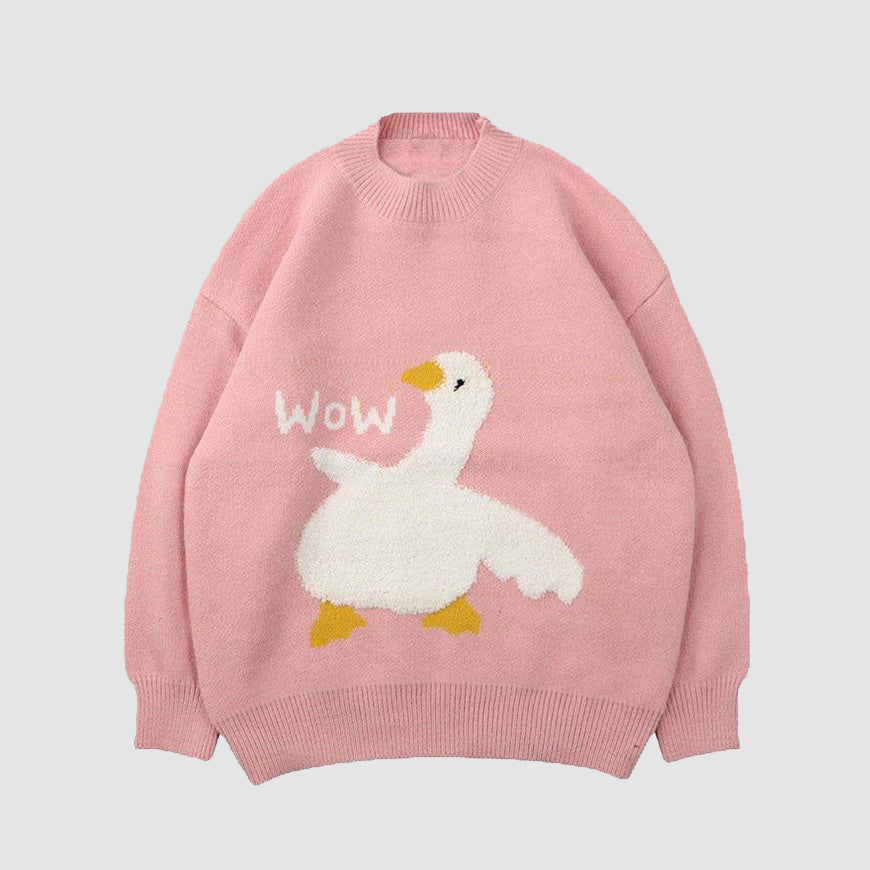 Style Core Aesthetics, New Style Trends Cartoon Goose Knitted Sweater