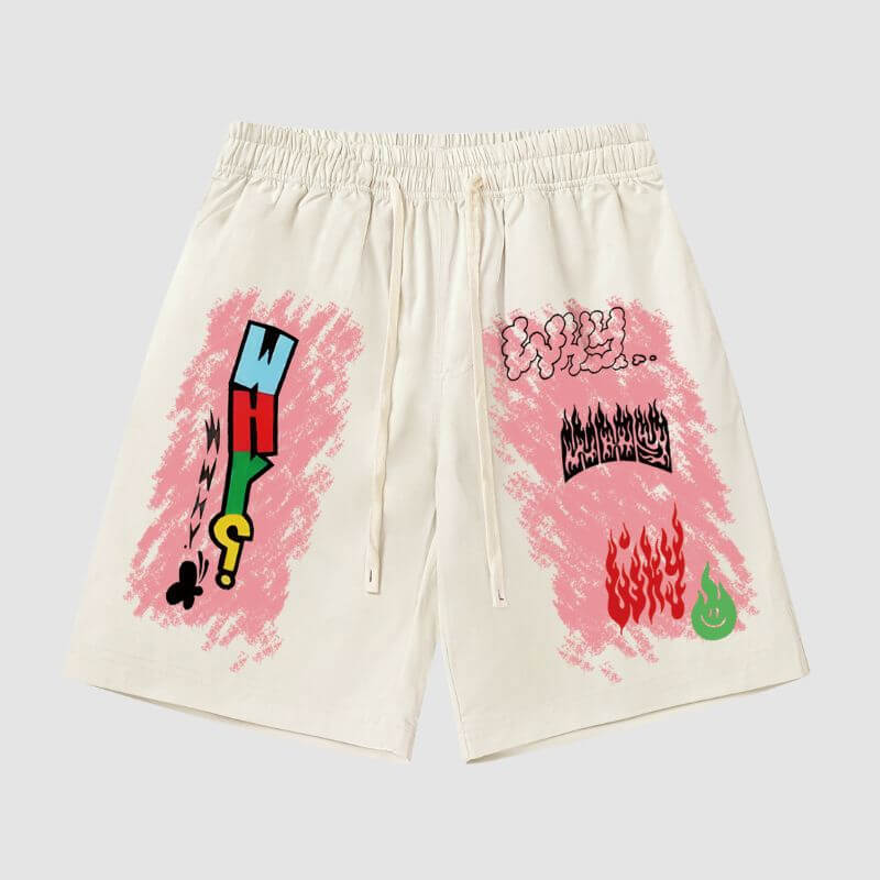 Style Core Aesthetics, New Style Trends Cartoon Graffiti Shorts