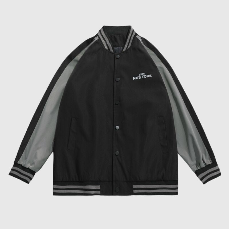 Style Core Aesthetics, New Style Trends Casual Color-Block Baseball Jacket