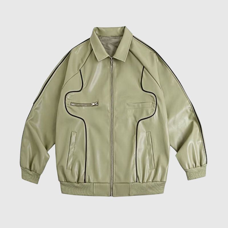 Style Core Aesthetics, New Style Trends Casual Zip-Up Fashionable Collar Leather Jacket