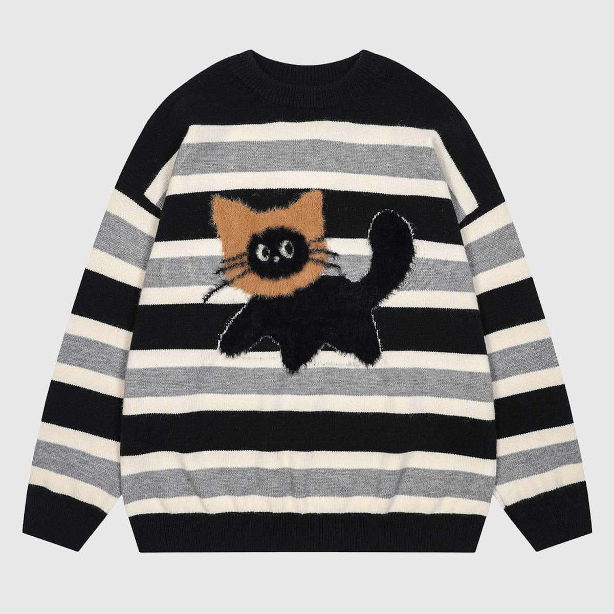 Style Core Aesthetics, New Style Trends Cat Striped Knit Sweater