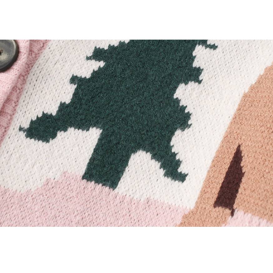 Style Core Aesthetics, New Style Trends Childlike Landscape Illustration Jacquard Cardigan Sweater Style Core Aesthetics, New Style Trends Childlike Landscape Illustration Jacquard Cardigan Sweater