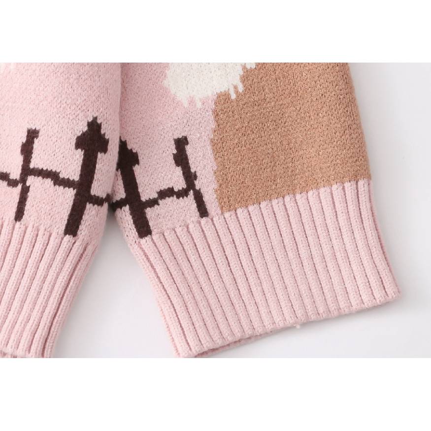 Style Core Aesthetics, New Style Trends Childlike Landscape Illustration Jacquard Cardigan Sweater Style Core Aesthetics, New Style Trends Childlike Landscape Illustration Jacquard Cardigan Sweater