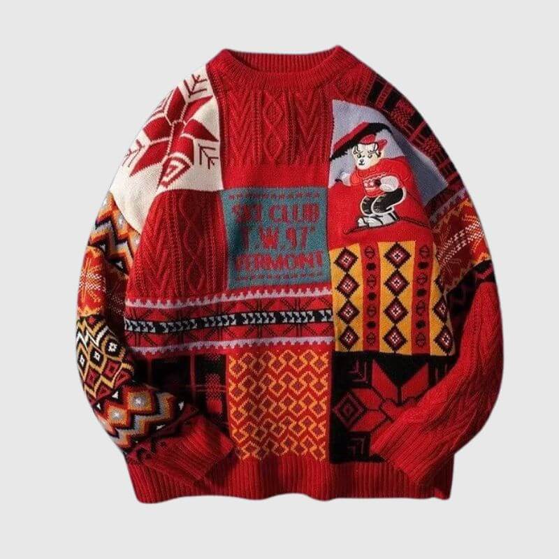 Style Core Aesthetics, New Style Trends Christmas Ski Bear Embroidered Sweater
