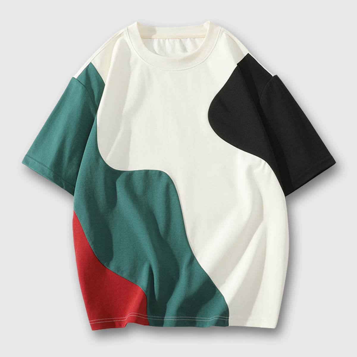 Style Core Aesthetics, New Style Trends Colorblock Casual Loose T-Shirt