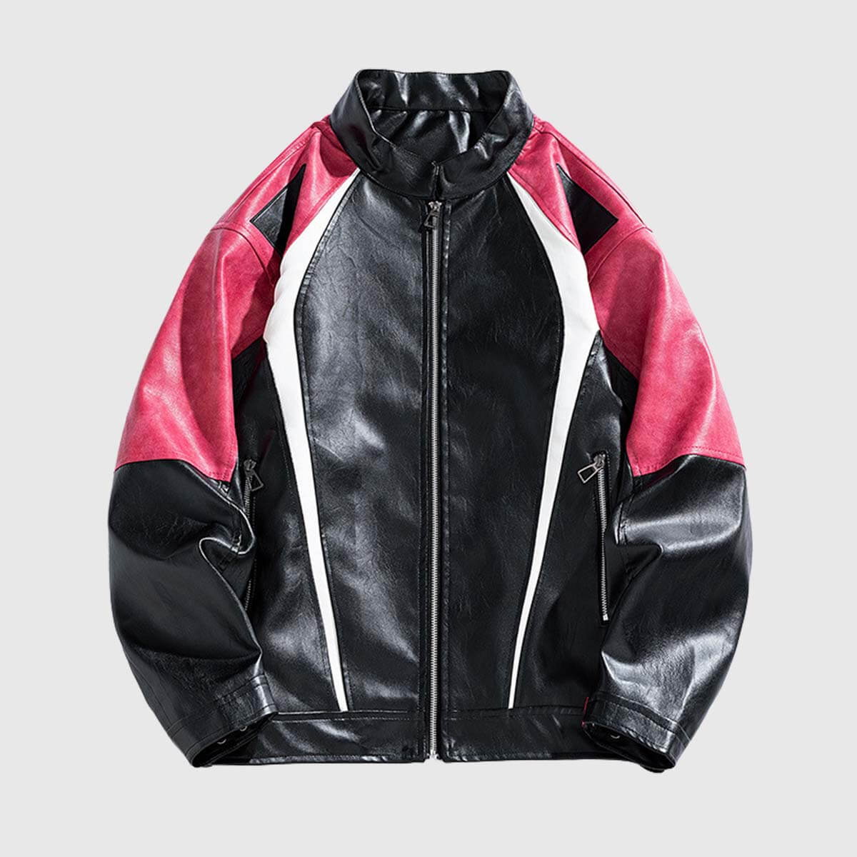 Style Core Aesthetics, New Style Trends Colorblock PU Moto Jacket