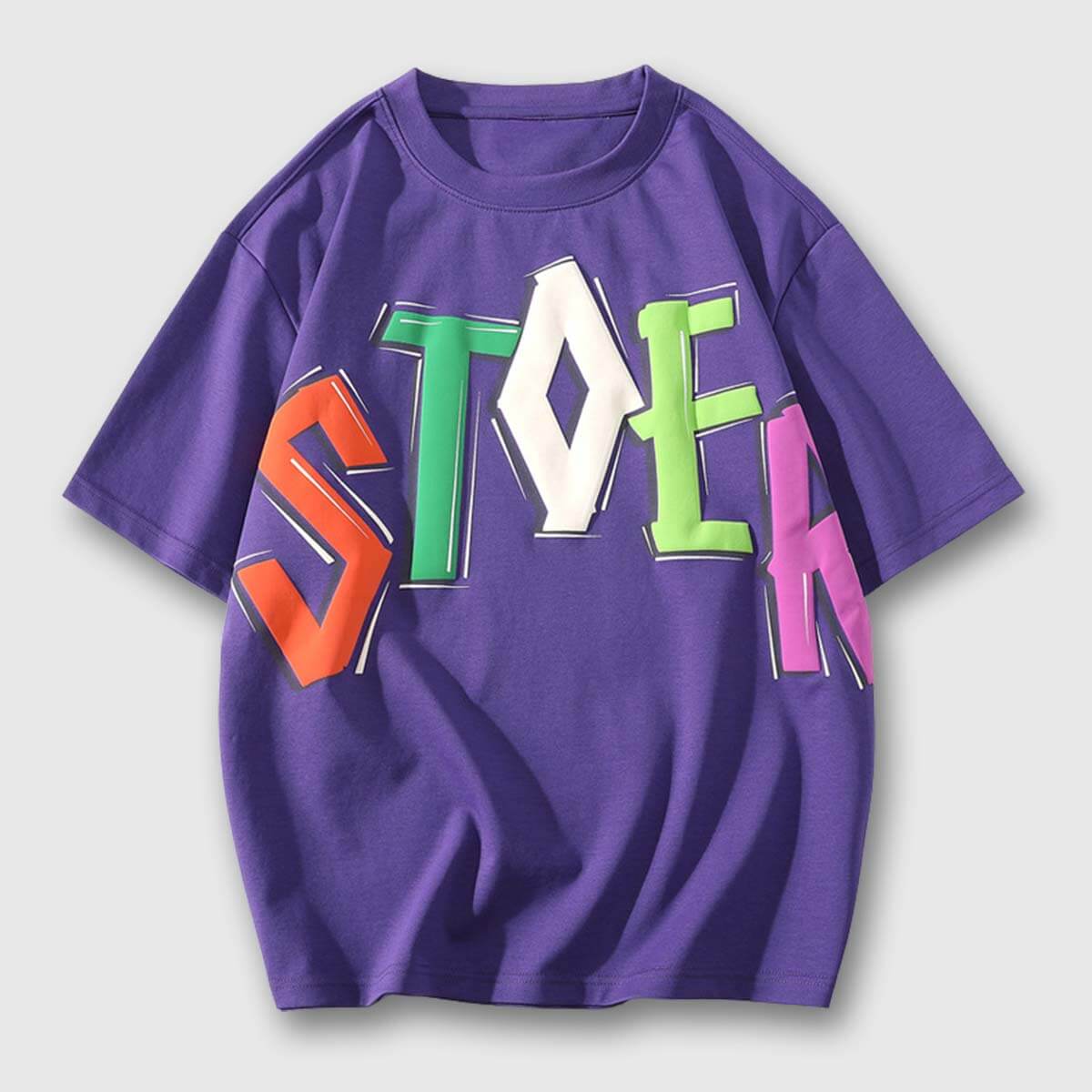 Style Core Aesthetics, New Style Trends Colorful Letter Graphic Tee Style Core Aesthetics, New Style Trends Colorful Letter Graphic Tee