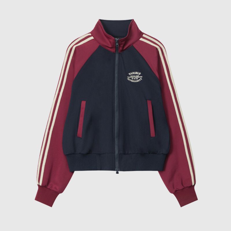 Style Core Aesthetics, New Style Trends Contrast Stripe Sleeve Short Collar Jacket