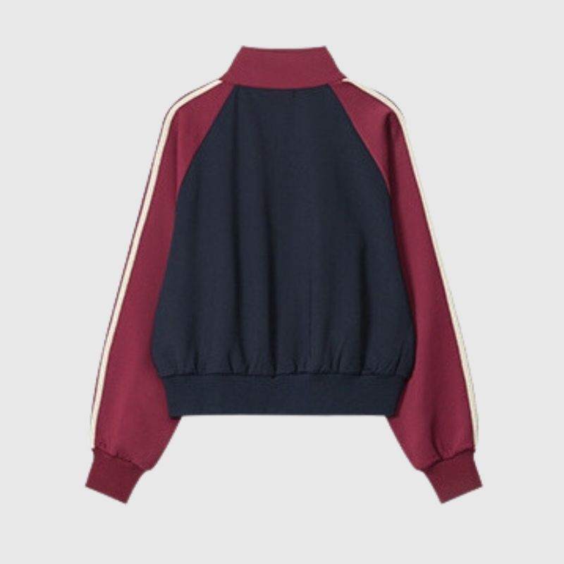 Style Core Aesthetics, New Style Trends Contrast Stripe Sleeve Short Collar Jacket