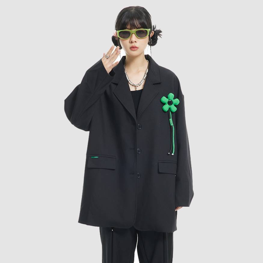Style Core Aesthetics, New Style Trends Detachable Flower Decor Blazer Style Core Aesthetics, New Style Trends Detachable Flower Decor Blazer