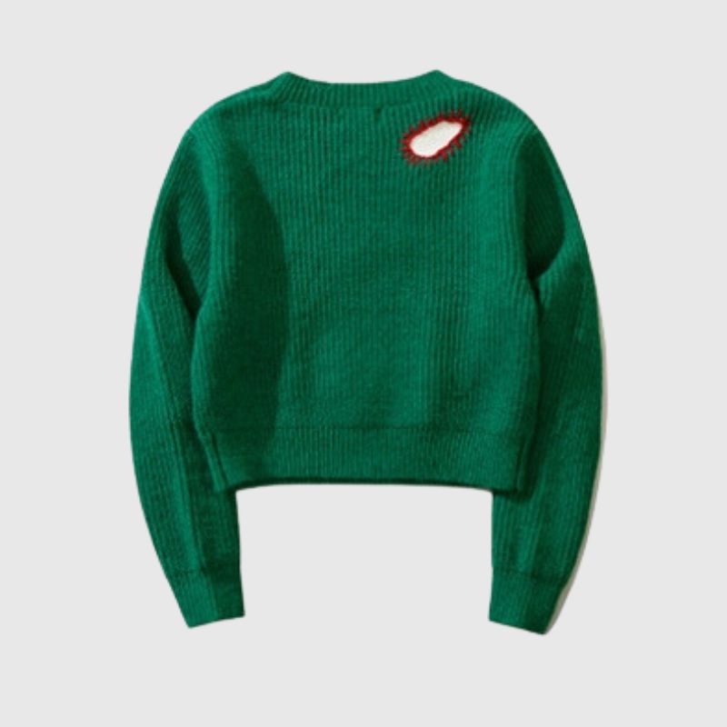 Style Core Aesthetics, New Style Trends Embroidered Patchwork Cute Short Knit Sweater