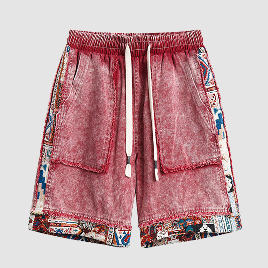 Style Core Aesthetics, New Style Trends Ethnic Patchwork Drawstring Shorts