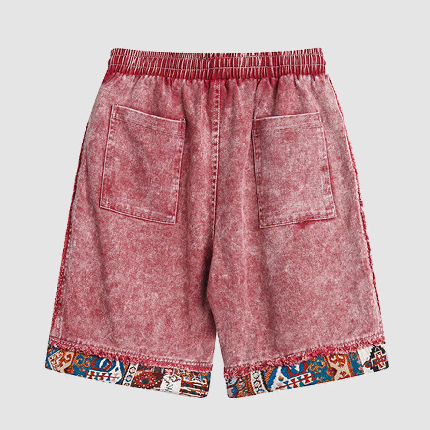 Style Core Aesthetics, New Style Trends Ethnic Patchwork Drawstring Shorts