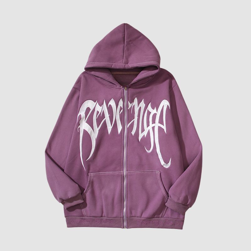 Style Core Aesthetics, New Style Trends Hip-Hop Embroidered Letter Casual Zip Hoodie