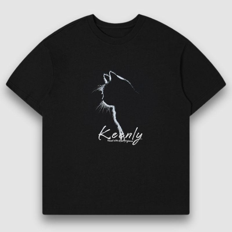 Style Core Aesthetics, New Style Trends Ink Cat Print Tee