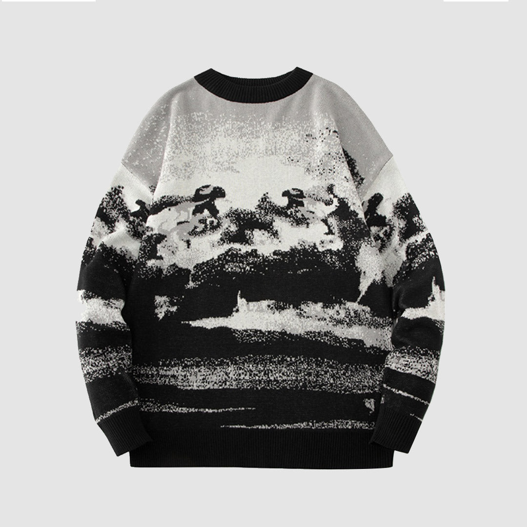 Style Core Aesthetics, New Style Trends Landscape Print Sweater