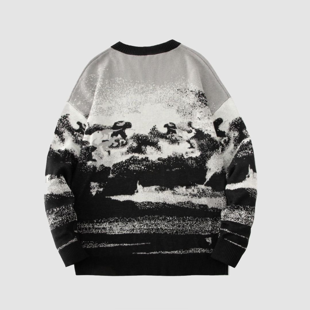Style Core Aesthetics, New Style Trends Landscape Print Sweater