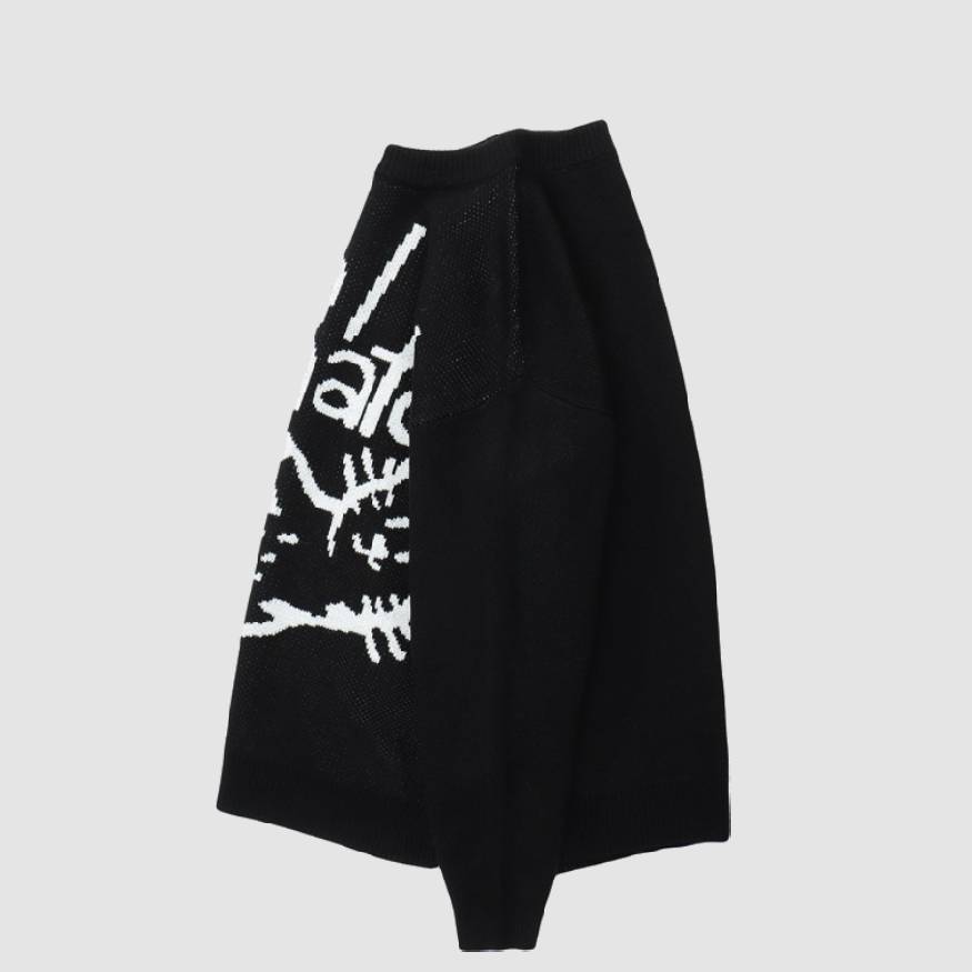 Style Core Aesthetics, New Style Trends Letter & Cat Pattern Sweater