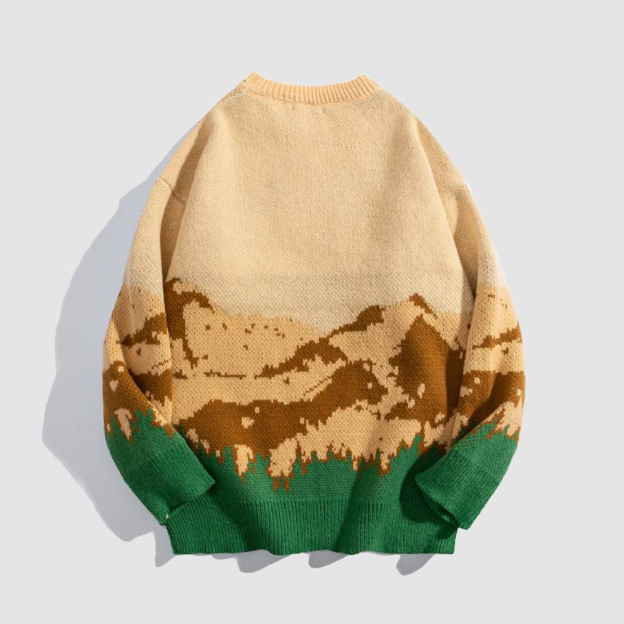 Style Core Aesthetics, New Style Trends Mountain Landscape Pattern Sweater