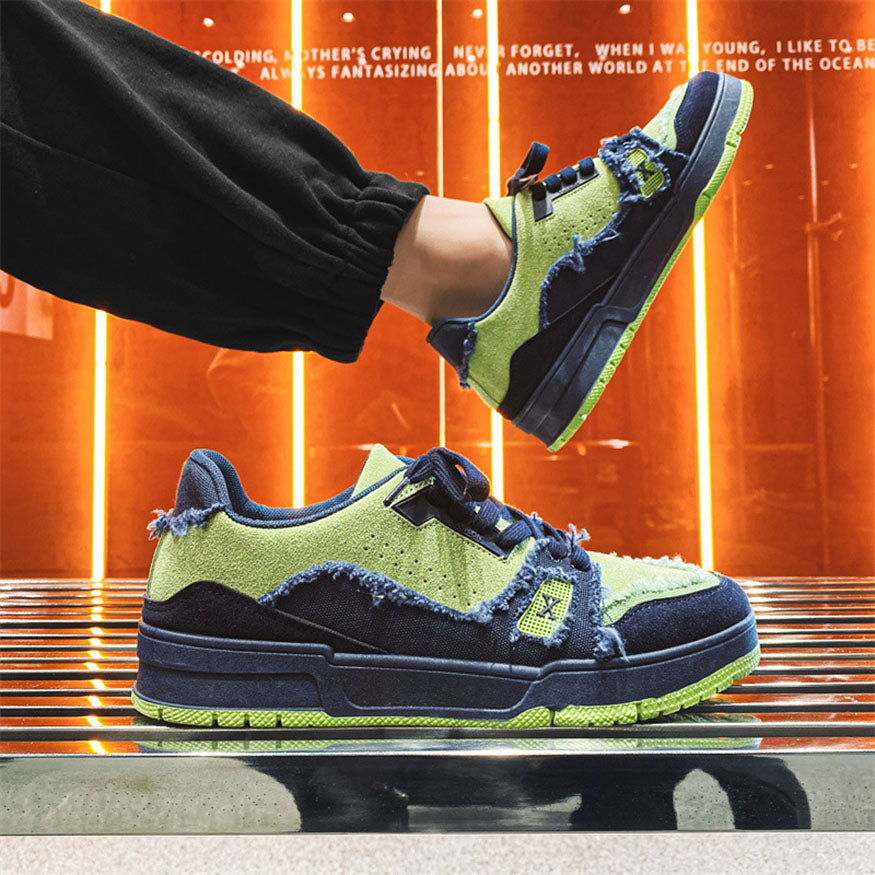 Style Core Aesthetics, New Style Trends Raw-Edge Contrast Color Skate Shoes