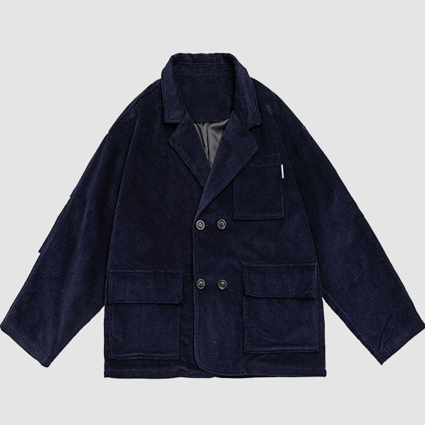 Style Core Aesthetics, New Style Trends Ruched Sleeve Corduroy Blazer